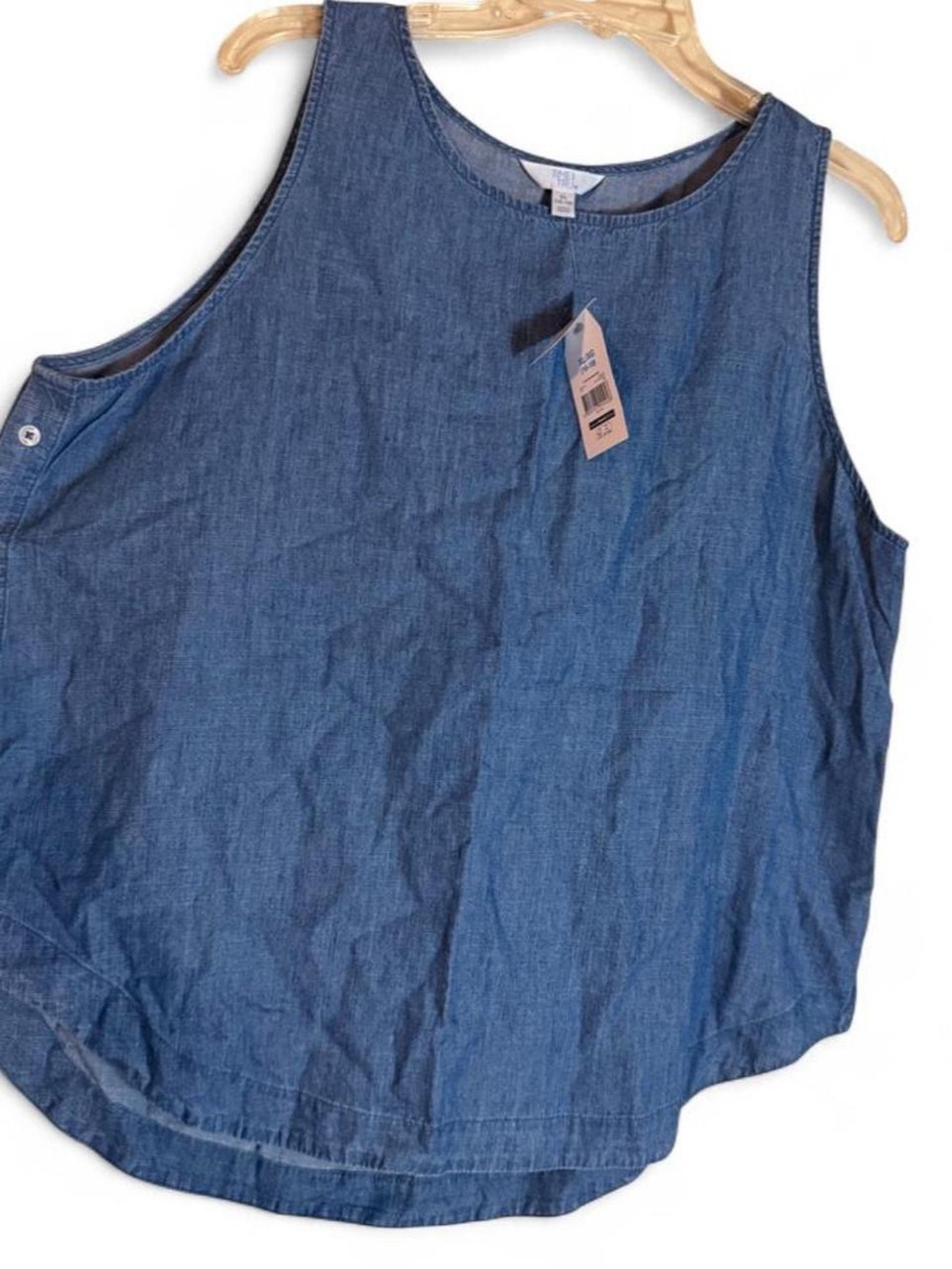 Time and Tru Denim-Look Sleeveless Tank Top - Blue